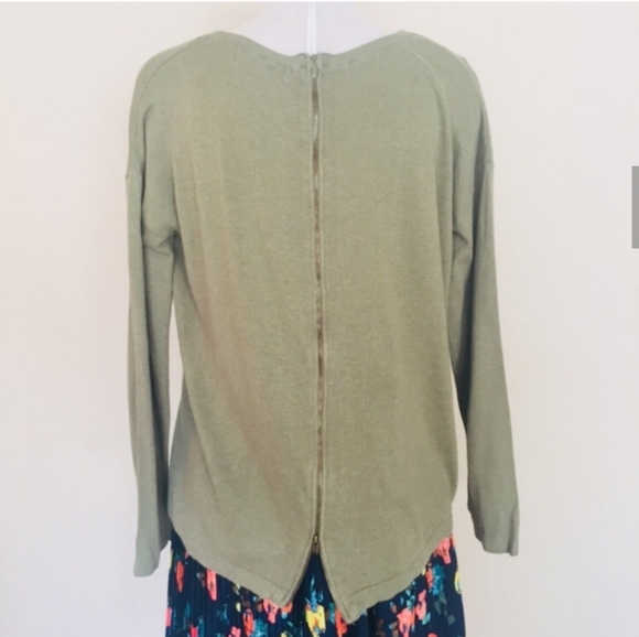 Anthropologie Kaisely | Olive Zipper Back Sweater - Picture 4 of 7